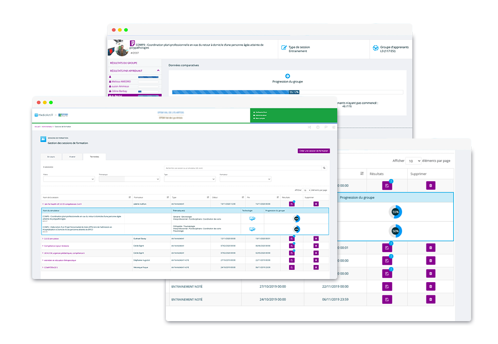 Capture d'écran de la plateforme MedicActiv